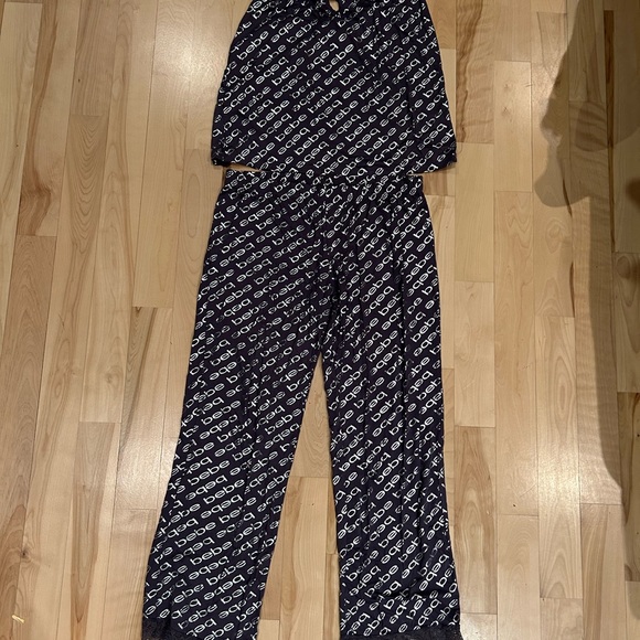 bebe Silver Printed Logo Pant Pajama & Tank Top Set-NWT-Midnite Lavender-Size XL - Picture 6 of 7